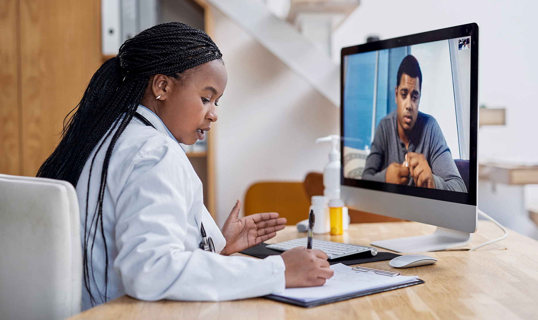 Healthcare professional with patient